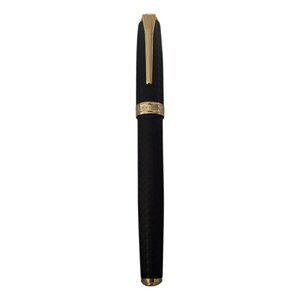 Levenger Black & Gold Matte True-Writer Herringbone Rollerball Pen